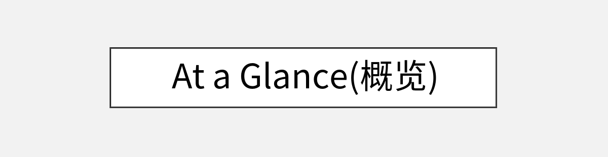 At a Glance(概览)